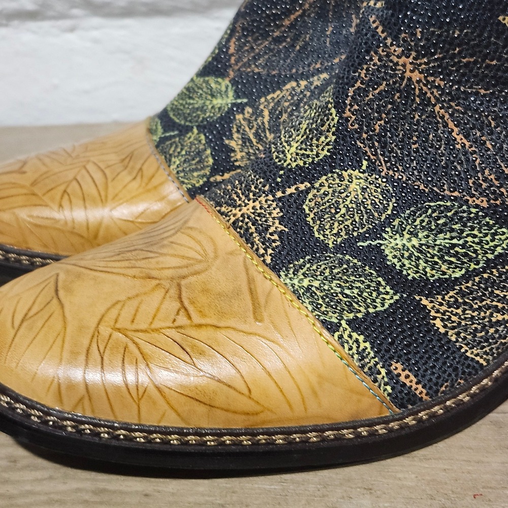 L'Artiste Spring Step Woodland Leather Leaf Ankle Boot Camel  Women 40 Art Boho - Picture 3 of 13